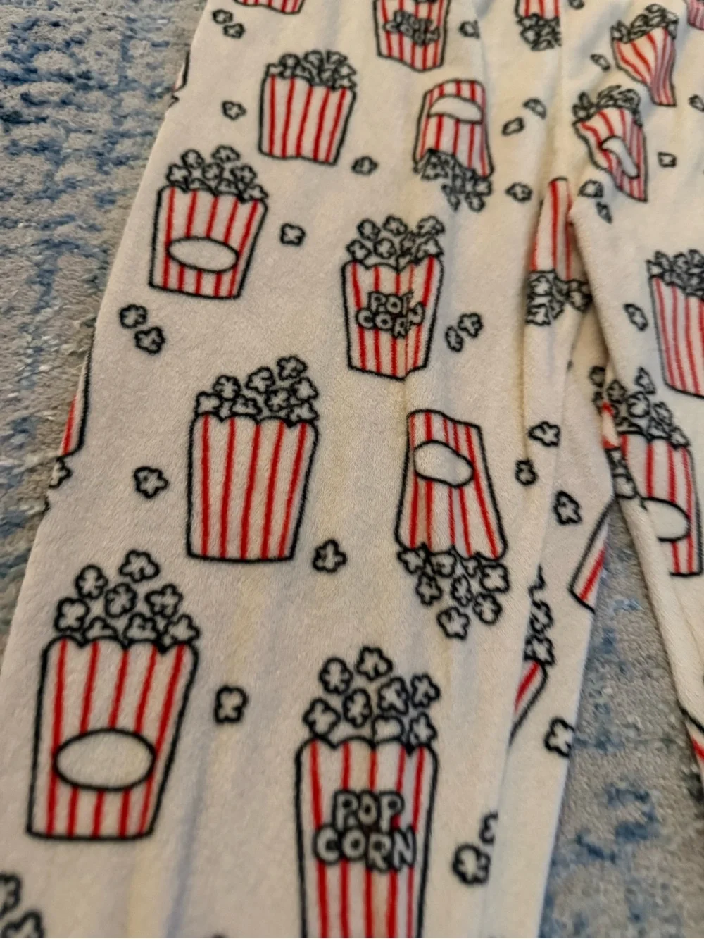 Cat & Jack White Kids Pajama Bottoms with Pink Popcorn Print